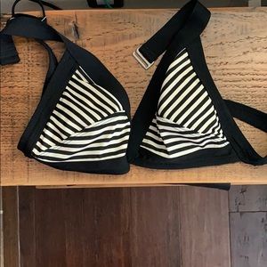 Athleta bikini top s lined black white stripe